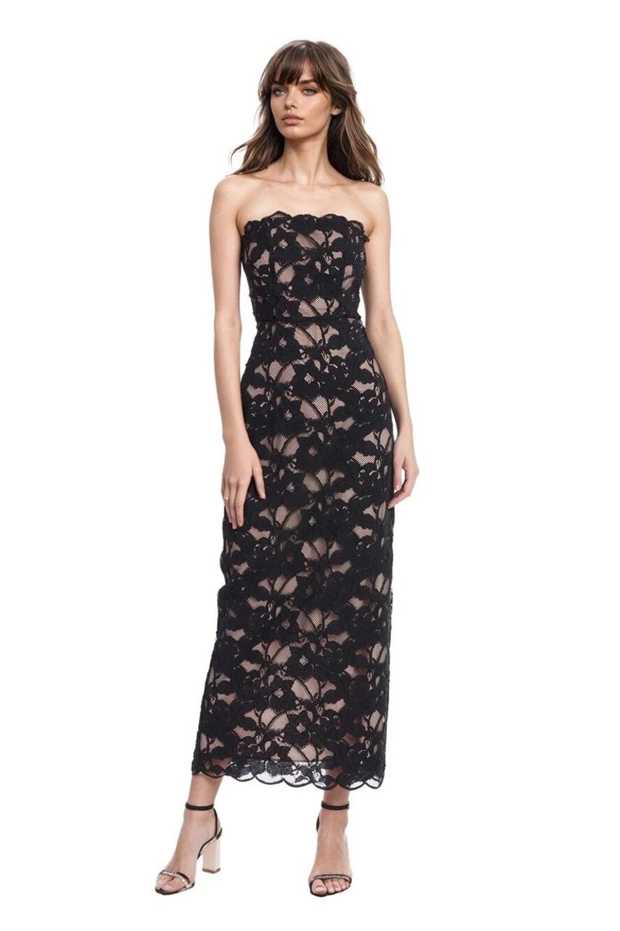 Strapless Lace Dress , Wedding Guest Dress from Jewel by Badgley Mischka